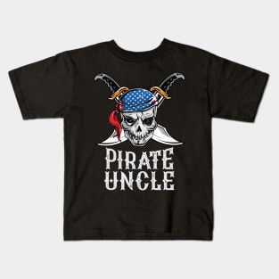 Pirate Uncle Skull Jolly Roger Halloween Costume Kids T-Shirt